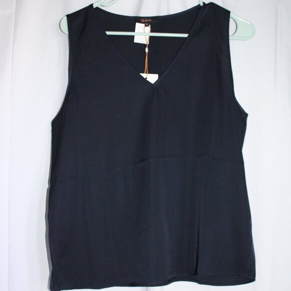 NWT Quince Navy Silk V-neck Sleeveless Tank Top Size Medium - Picture 4 of 6